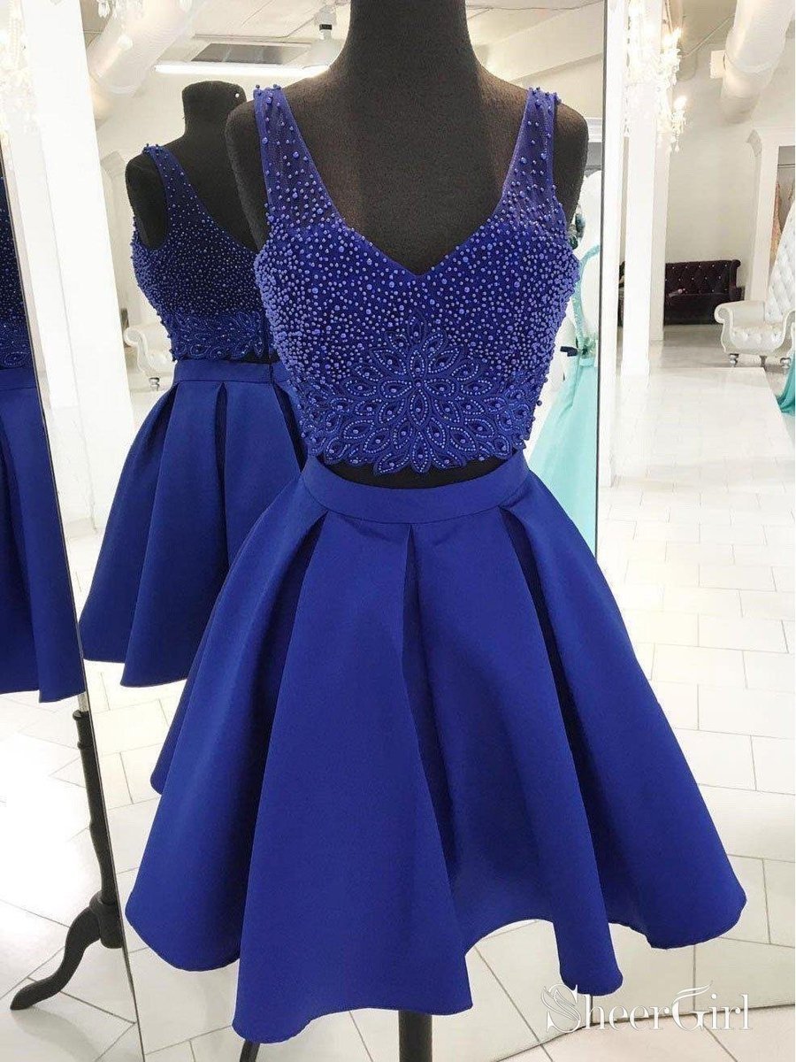 Beautiful Mint /Royal Blue Crop Top Prom Dress Girls 2 Pieces Ombre Be –  Siaoryne