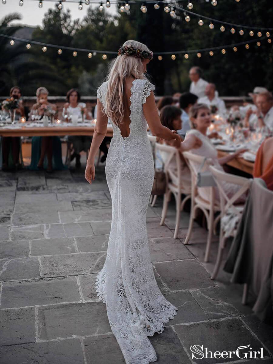 Backless Chiffon Mermaid Wedding Dress Bridal Gown