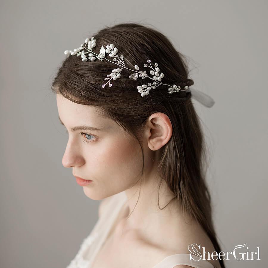 Silver crystal floral deals bridal headband