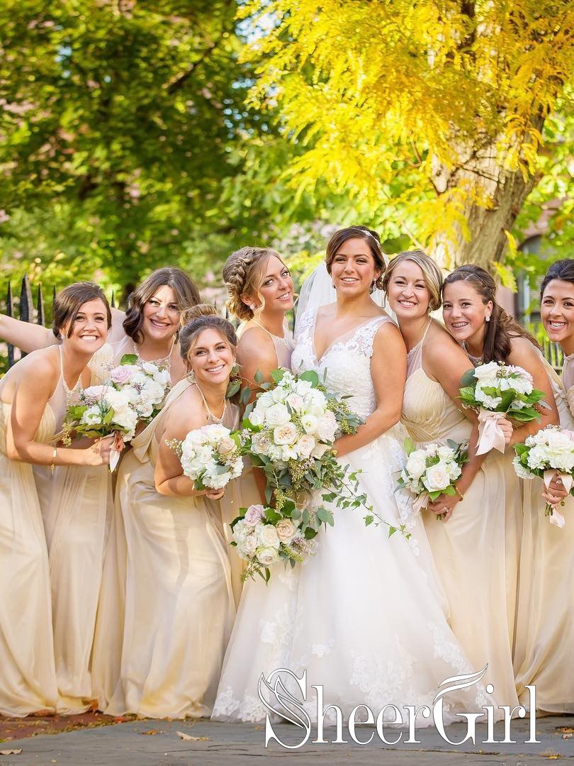 Yellow Long Halter Bridesmaid Dresses