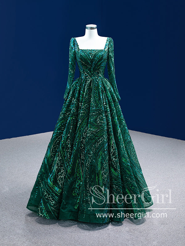 Sparkling Dark Green Sequin Green Sequin Prom Dress With Split Pleats  Perfect For Special Occasions From Verycute, $46.98