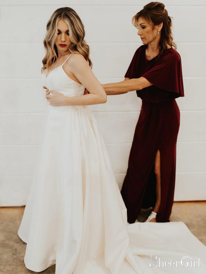 Long Sleeve Vintage Lace Wedding Dresses Modest V Neck Wedding Gown AW –  SheerGirl