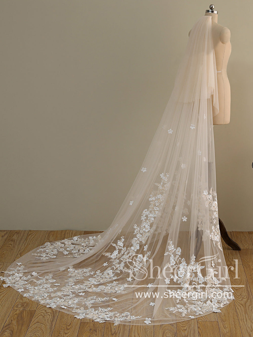 Lace Cathedral Veil, Ivory Veil, Cathedral Bridal Veil, Cathedral