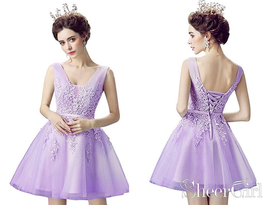 Short Purple Dama Dresses Pink