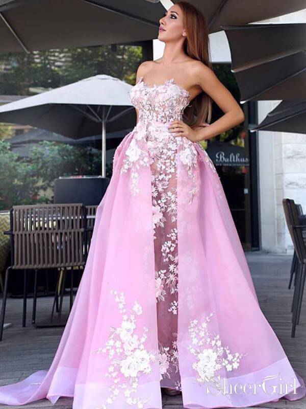 Sweetheart Neck See Through Pink Lace Prom Dresses 2019 ARD1846 SheerGirl