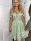 A Line Off the Shoulder Straps Homecoming Dress Butterfly Appliques Short Prom Dress ARD3012