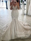 Delicate Lace Off the Shoulder Bridal Dress Gorgeous Mermaid Wedding Dress with Feather AWD2021