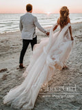 Flowy A Line Sweetheart Neck Wedding Gown Soft Tulle Bohemian Wedding Dress AWD2007-SheerGirl