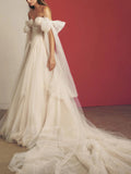 Flowy A Line Sweetheart Neck Wedding Gown Soft Tulle Bohemian Wedding Dress AWD2007-SheerGirl