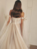 Flowy A Line Sweetheart Neck Wedding Gown Soft Tulle Bohemian Wedding Dress AWD2007-SheerGirl