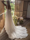 Flowy A-line Ivory Chiffon Pleated Bodice Summer Beach Wedding Dresses AWD2013-SheerGirl