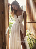 Flowy A-line Ivory Chiffon Pleated Bodice Summer Beach Wedding Dresses AWD2013-SheerGirl