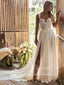 Flowy A-line Ivory Chiffon Pleated Bodice Summer Beach Wedding Dresses AWD2013