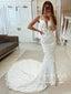 Gorgeous 3D Flower Lace Wedding Gown Sweetheart Neck Mermaid Wedding Dress AWD2022