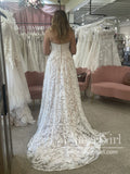 Gorgeous Floral Embroidery Lace Wedding Gown Strapless A Line Boho Wedding Dress AWD2033-SheerGirl