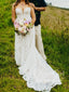 Gorgeous Floral Embroidery Lace Wedding Gown Strapless A Line Boho Wedding Dress AWD2033