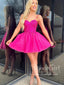 Hot Pink Sparkly Cocktail Dress Sweetheart Neck Short Homecoming Dress with Pearls ARD3156