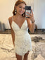 Ivory Hand Sewed Pearls Short Prom Dress Mini Homecoming Dress Cocktail Dress ARD3132