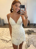 Ivory Hand Sewed Pearls Short Prom Dress Mini Homecoming Dress Cocktail Dress ARD3132-SheerGirl