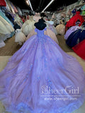 Lilac Sequins Lace Off the Shoulder Quinceanera Dresses Gorgeous Sparkly Ball Gown Prom Dress ARD3179-SheerGirl