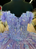 Lilac Sequins Lace Off the Shoulder Quinceanera Dresses Gorgeous Sparkly Ball Gown Prom Dress ARD3179-SheerGirl