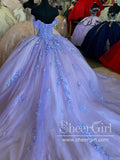 Lilac Sequins Lace Off the Shoulder Quinceanera Dresses Gorgeous Sparkly Ball Gown Prom Dress ARD3179-SheerGirl