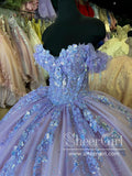 Lilac Sequins Lace Off the Shoulder Quinceanera Dresses Gorgeous Sparkly Ball Gown Prom Dress ARD3179-SheerGirl