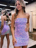 Lilac Sequins Velvet Short Party Dress Simple Short Prom Dress Homecoming Dress ARD3136-SheerGirl