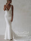 Minimalist Satin Mermaid Wedding Dress Trumpet Wedding Gown AWD2025