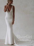 Minimalist Satin Mermaid Wedding Dress Trumpet Wedding Gown AWD2025-SheerGirl