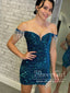 Off the Shoulder Sequins Lace Short Prom Dress Strings Straps Homecoming Dress ARD3014