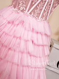 Pink Sweetheart Neck Layered Strapless Homecoming Dress Short Prom Dress ARD3005-SheerGirl