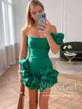 Ruffled Satin Short Party Dress Sheath Homecoming Dress Short Prom Dress ARD3145-SheerGirl