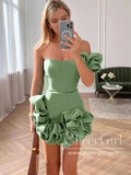 Ruffled Satin Short Party Dress Sheath Homecoming Dress Short Prom Dress ARD3145-SheerGirl