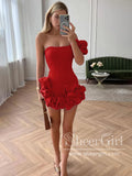 Ruffled Satin Short Party Dress Sheath Homecoming Dress Short Prom Dress ARD3145-SheerGirl