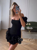 Ruffled Satin Short Party Dress Sheath Homecoming Dress Short Prom Dress ARD3145-SheerGirl