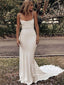 Vestido de novia de satén tubo vestido de novia minimalista sin espalda marfil AWD1988 