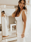 Simple Square neck Satin Bridal Dress Mermaid Body-corn Wedding Dress AWD2005-SheerGirl