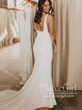 Simple Square neck Satin Bridal Dress Mermaid Body-corn Wedding Dress AWD2005-SheerGirl