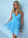 Sparkly Ruffled Tulle Short Formal Gown Sweetheart Neck Homecoming Dress ARD3140-SheerGirl