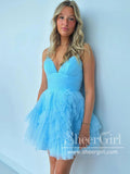 Sparkly Ruffled Tulle Short Formal Gown Sweetheart Neck Homecoming Dress ARD3140-SheerGirl