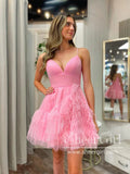 Sparkly Ruffled Tulle Short Formal Gown Sweetheart Neck Homecoming Dress ARD3140-SheerGirl