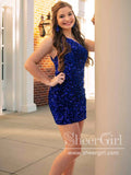 Sparkly Sequins Short Party Dress Single Shoulder Short Homecoming Dress ARD3017-SheerGirl