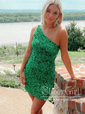 Sparkly Sequins Short Party Dress Single Shoulder Short Homecoming Dress ARD3017-SheerGirl