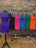 Sparkly Sequins Short Party Dress Single Shoulder Short Homecoming Dress ARD3017-SheerGirl