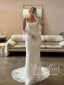 Square Neck Sexy Mermaid Wedding Dresses Strips Sequins Lace Sparkly Wedding Gown AWD2040