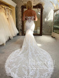 Strapless Gorgeous Bridal Dress Sweetheart Neck Leaves Lace Mermaid Wedding Dress AWD2011-SheerGirl