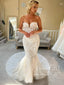 Strapless Gorgeous Bridal Dress Sweetheart Neck Leaves Lace Mermaid Wedding Dress AWD2011