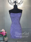 Strapless Sheath Cocktail Dress Plaid Sequins Homecoming Dress ARD3013