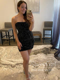 Strapless Sheath Cocktail Dress Velvet Sequins Homecoming Dress ARD3151-SheerGirl